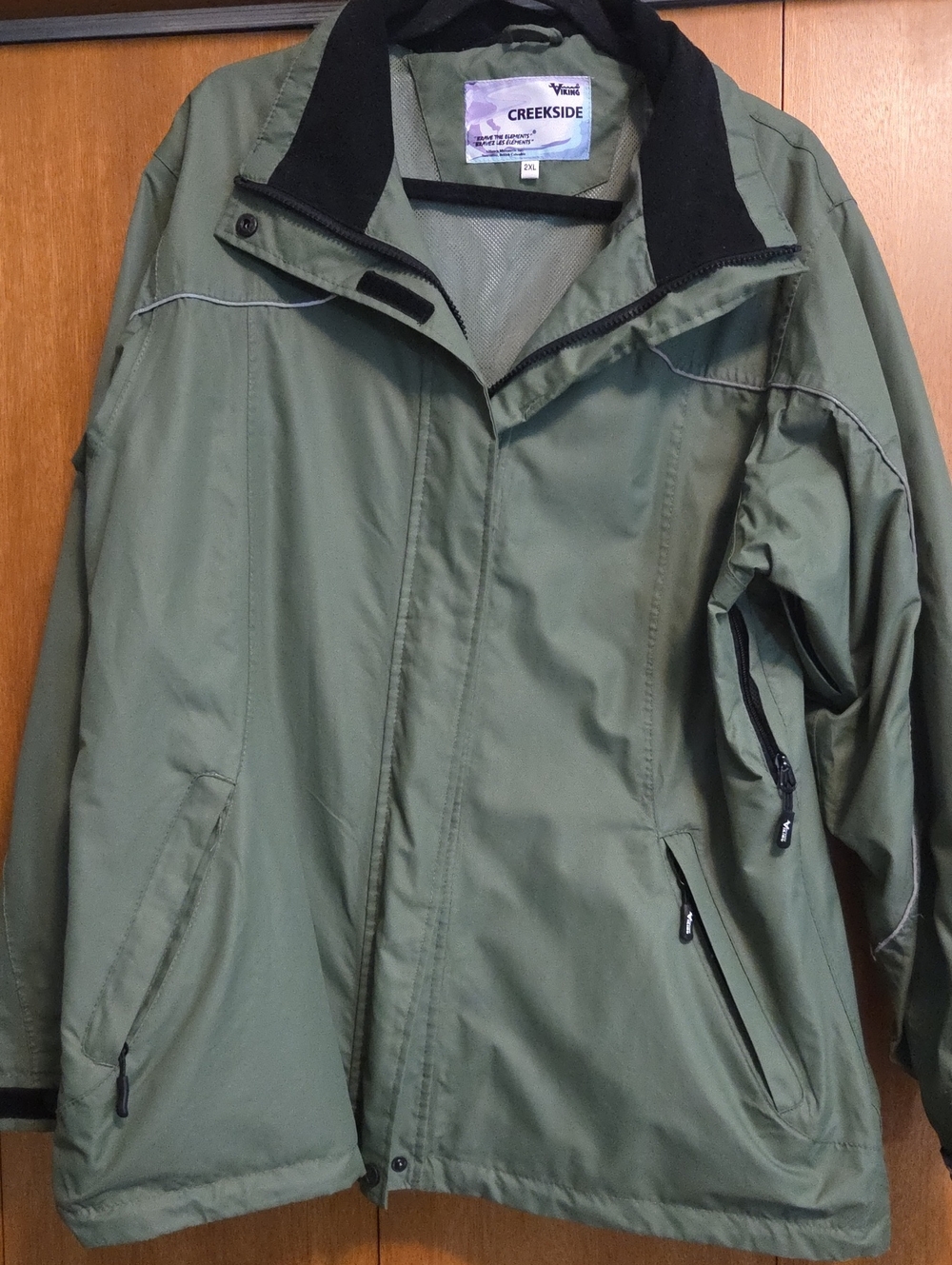Creekside Olive Green Raincoat with Black Contrast Collar